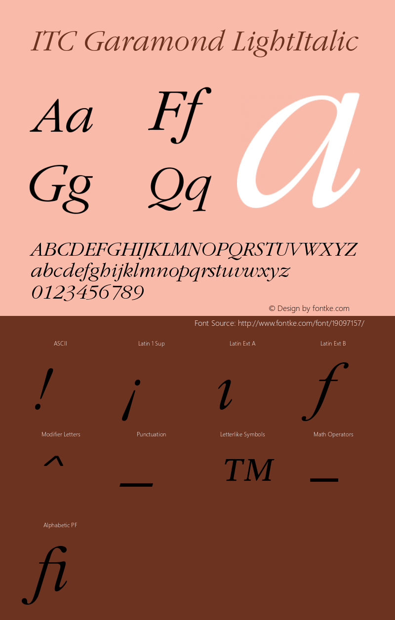 ITC Garamond Light Italic Version 001.003图片样张