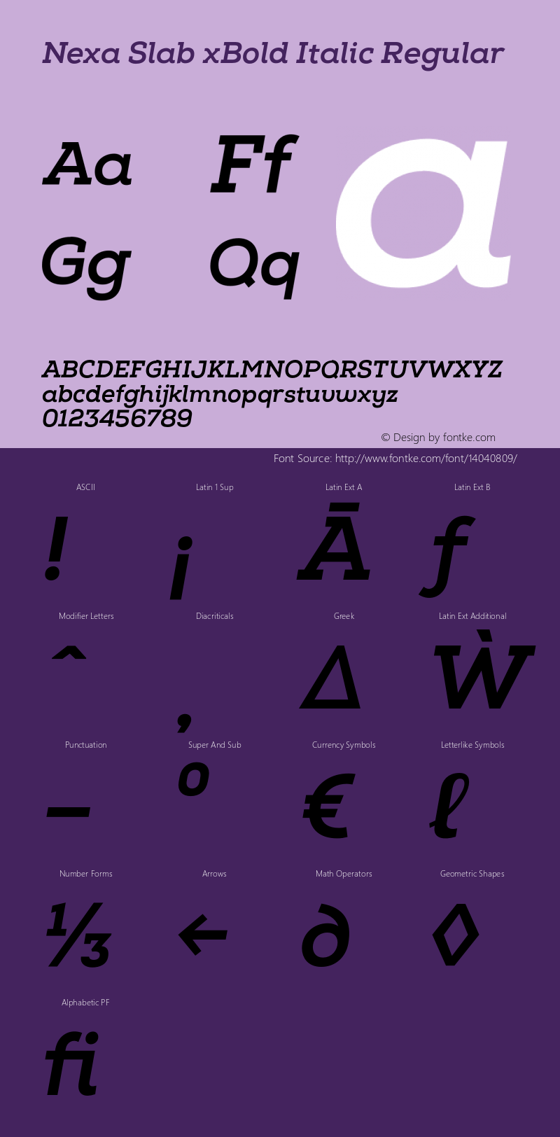 Nexa Slab xBold Italic Regular Version 0.000图片样张