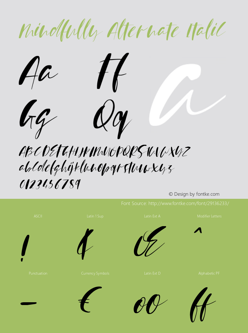 Mindfully Alternate Italic Version 1.002;Fontself Maker 2.1.2图片样张