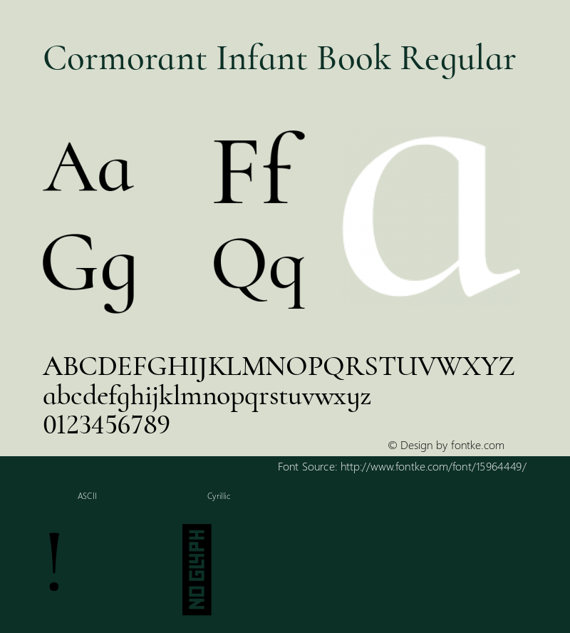 Cormorant Infant Book Regular Version 1.000;PS 002.000;hotconv 1.0.88;makeotf.lib2.5.64775; ttfautohint (v1.4.1)图片样张