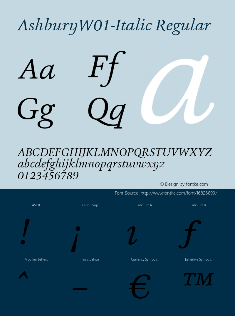 AshburyW01-Italic Regular Version 1.00图片样张