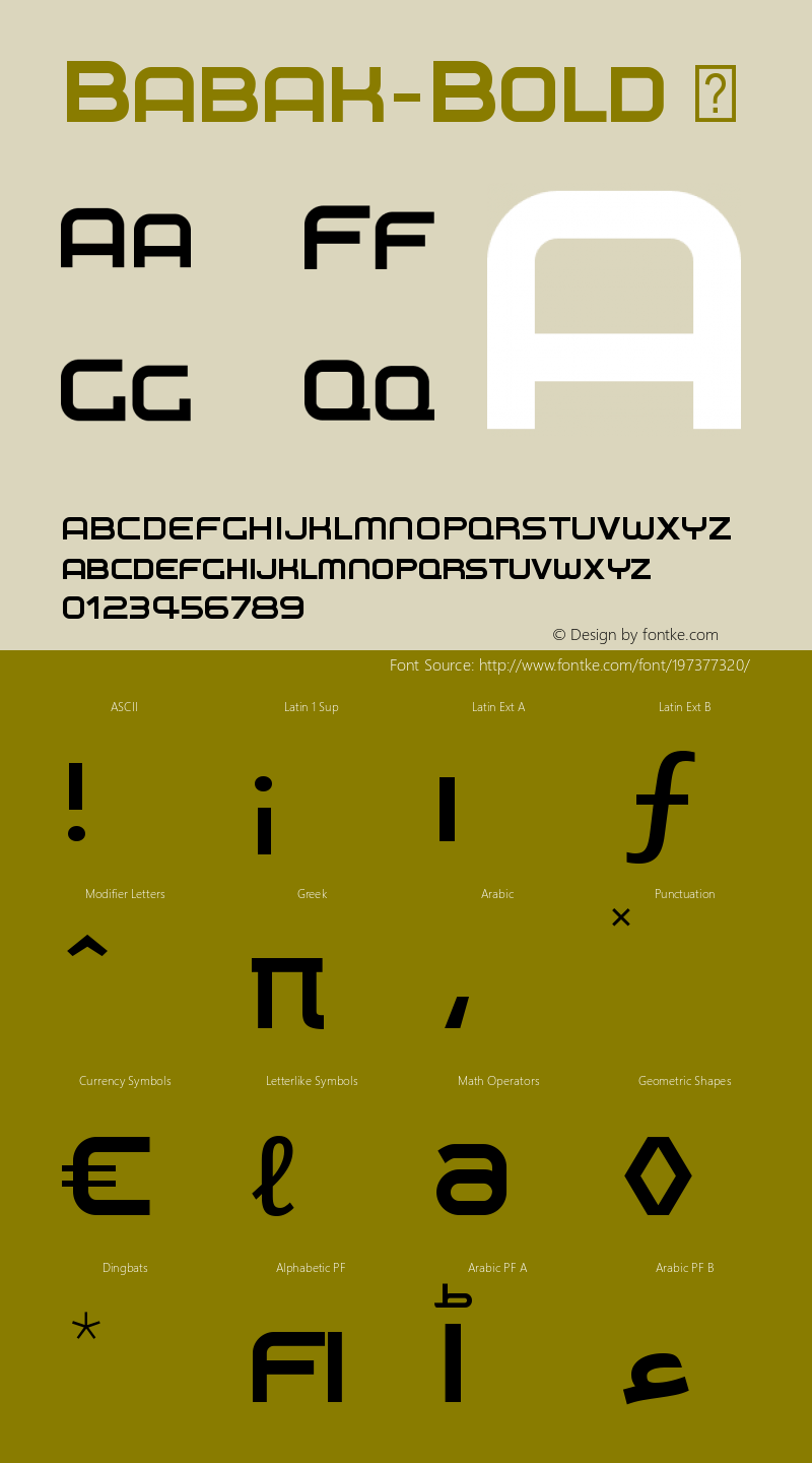 ☞Babak Bold Version 1.00; ttfautohint (v1.5);com.myfonts.easy.naghachian.babak.bold.wfkit2.version.4Ejw图片样张