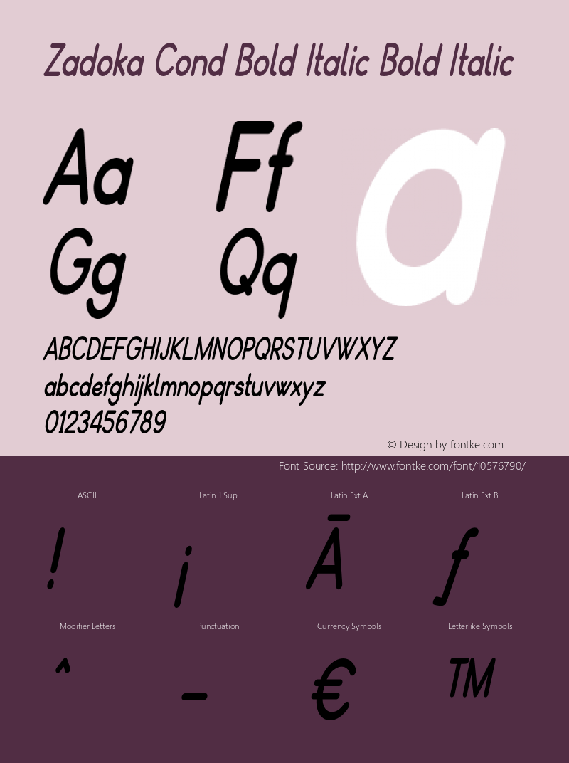 Zadoka Cond Bold Italic Bold Italic Version 1.500图片样张