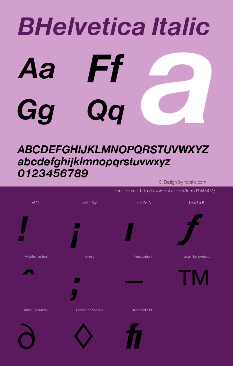 BHelvetica Italic Version 4.00 April 16, 2007图片样张