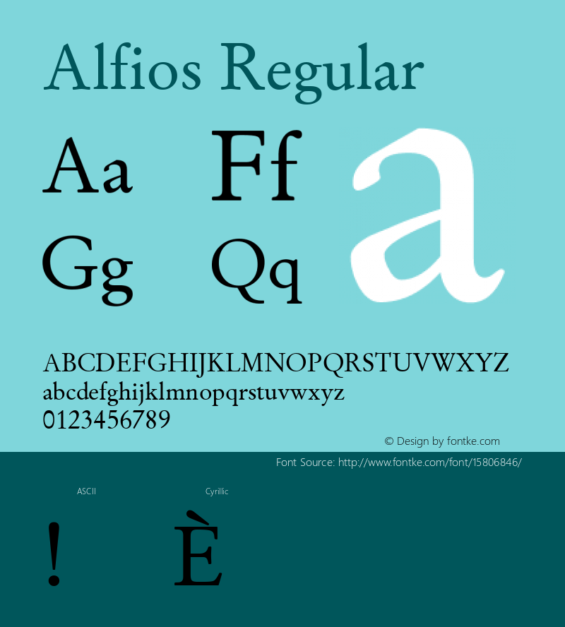 Alfios Regular Version 1.01; ttfautohint (v1.4.1)图片样张