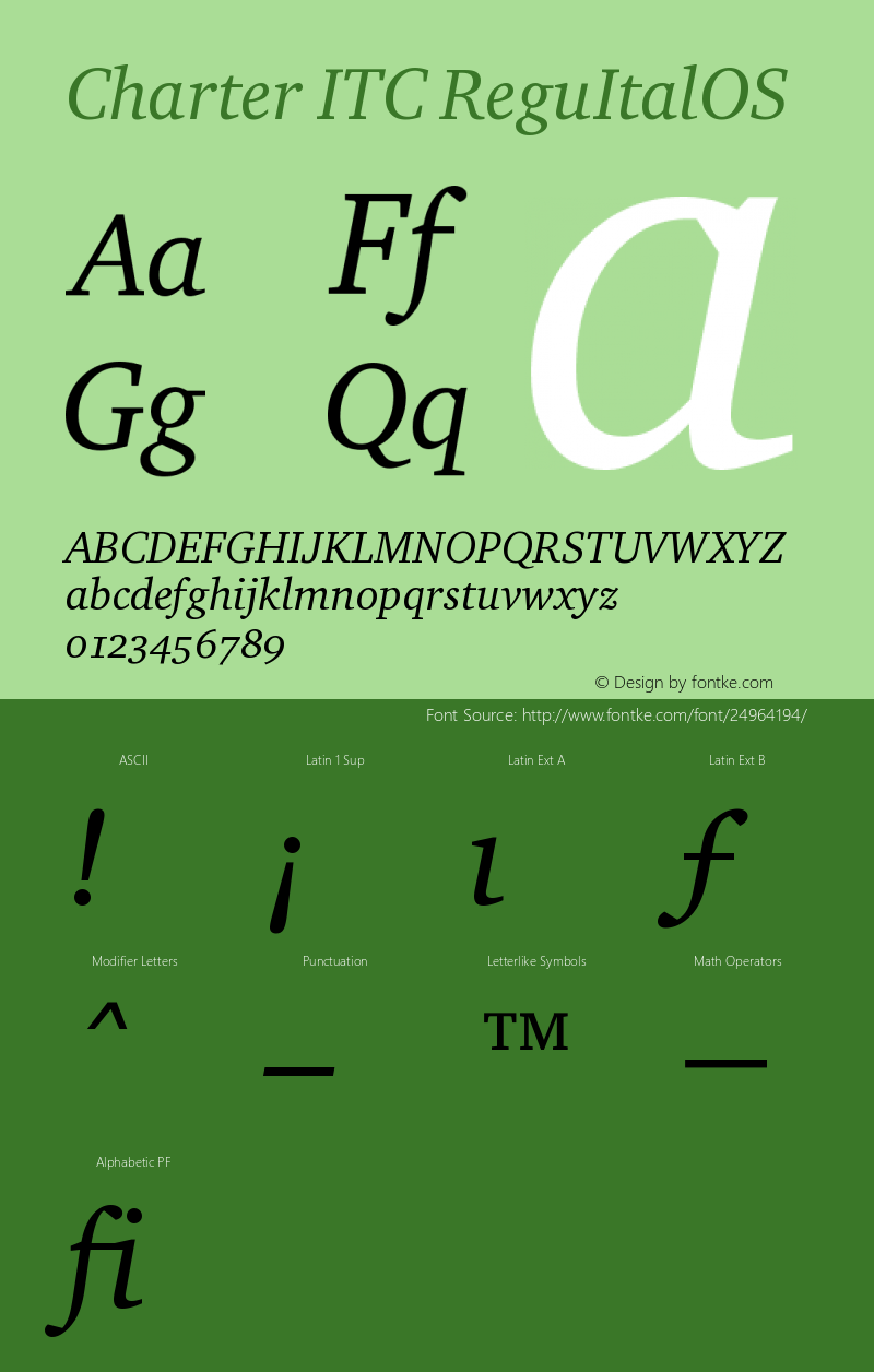 Charter ITC Regular Italic OS Version 001.005图片样张