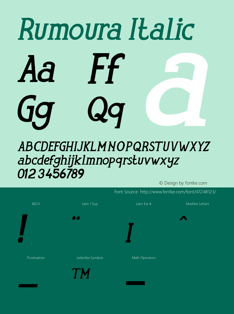 Rumoura  Italic Version 1.000图片样张