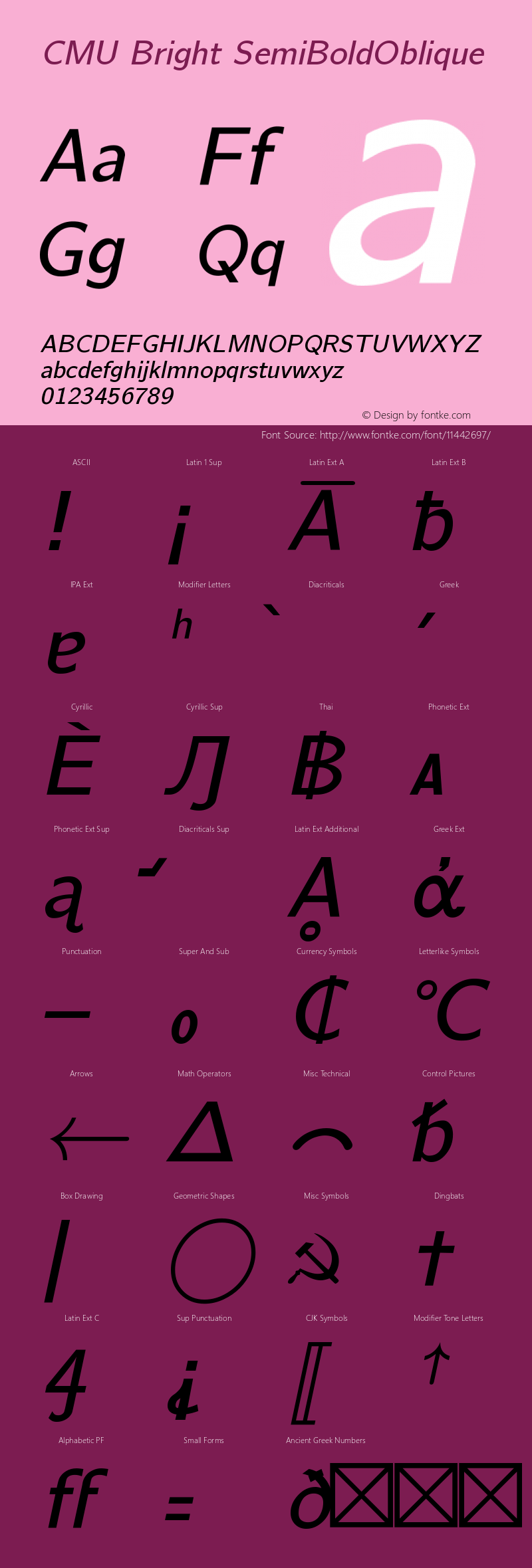 CMU Bright SemiBoldOblique Version 0.6.1图片样张