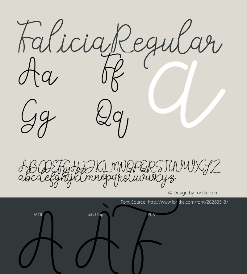 Falicia Version 1.00;January 2, 2019;FontCreator 11.5.0.2430 64-bit图片样张