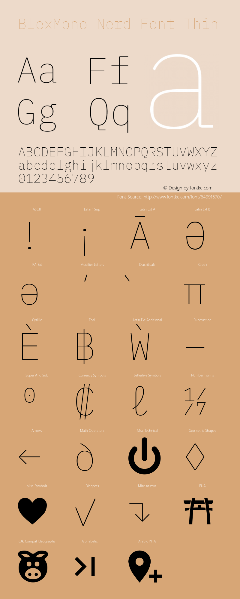 Blex Mono Thin Nerd Font Complete Version 2.000图片样张