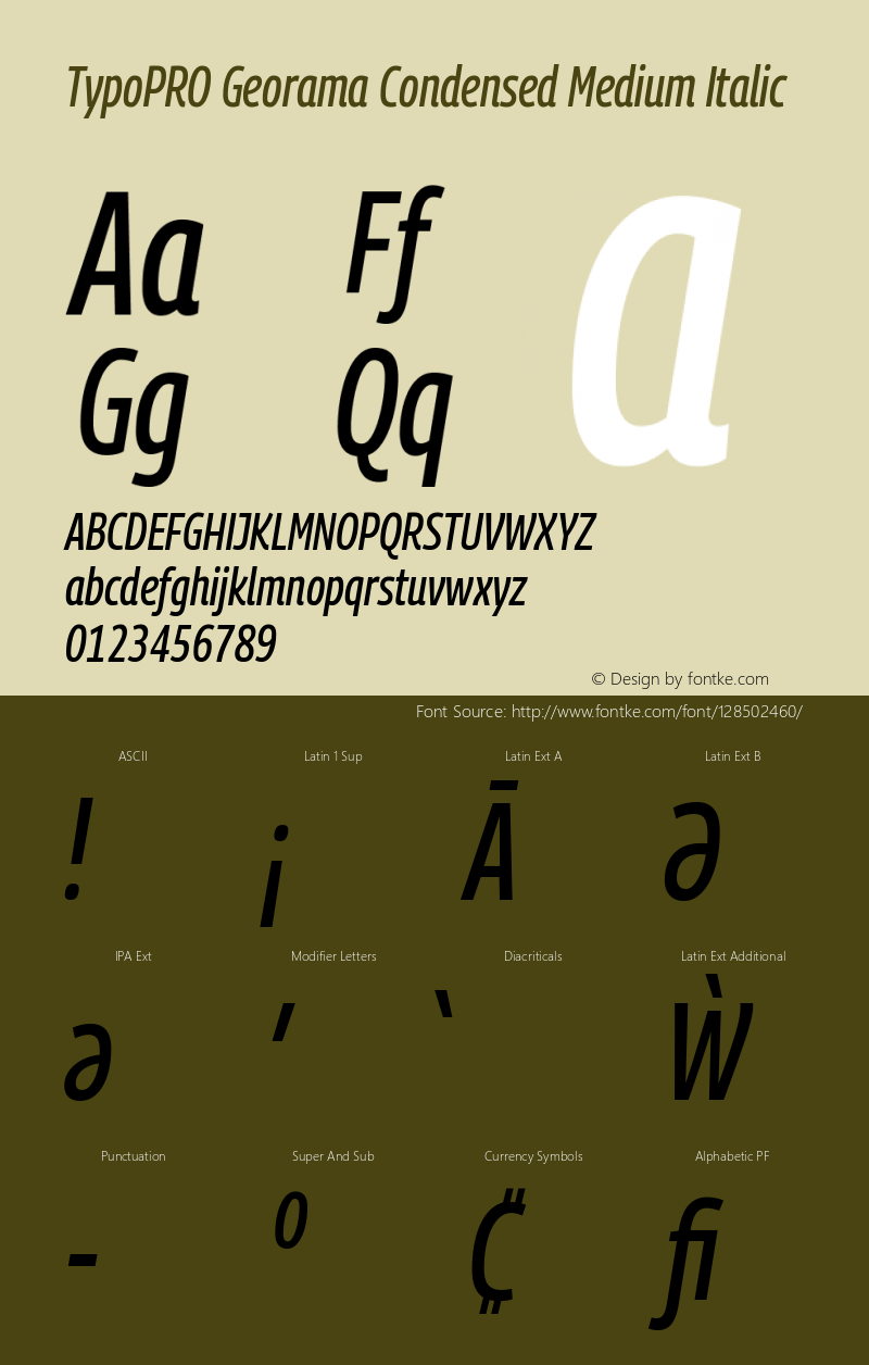 TypoPRO Georama Condensed Medium Italic Version 1.001图片样张