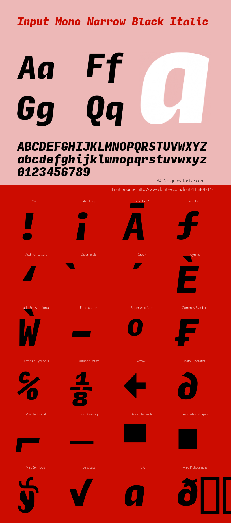 InputMonoNarrow BlackIta Version 0.000;PS 0.0;hotconv 1.0.72;makeotf.lib2.5.5900; ttfautohint (v0.9)图片样张