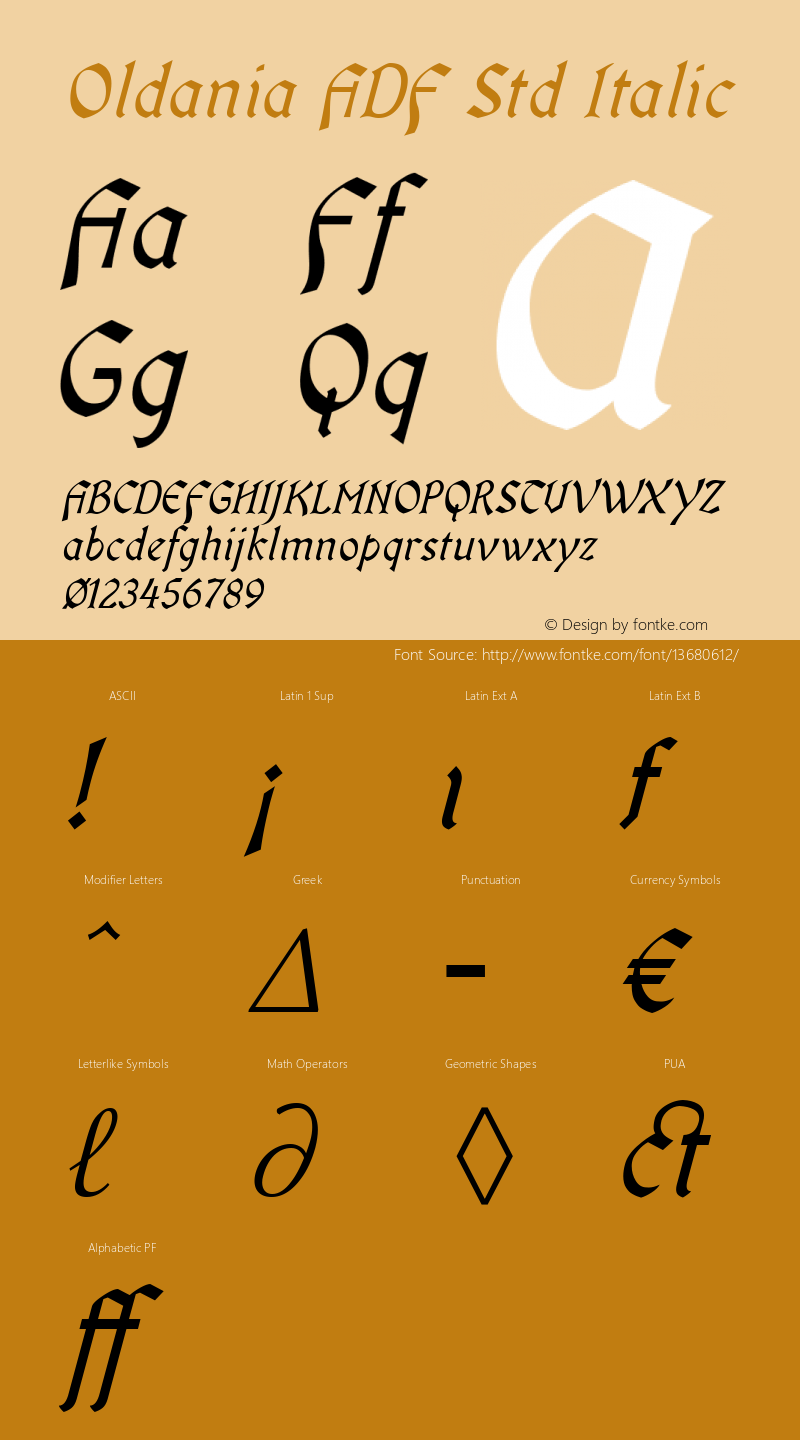 Oldania ADF Std Italic Version 2.005;PS 1.005;hotconv 1.0.57;makeotf.lib2.0.21895图片样张