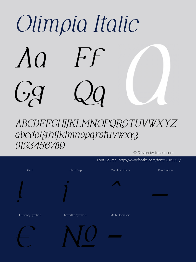 Olimpia Italic Version 1.00 July 13, 2012,图片样张