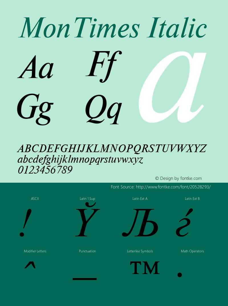 MonTimes Italic TrueType Maker version 1.00.03图片样张