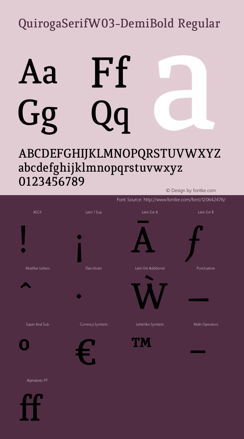 Quiroga Serif W03 DemiBold Version 3.20图片样张