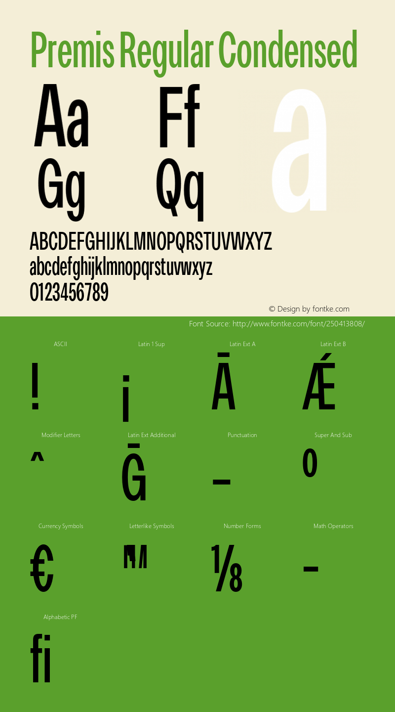 Premis Regular Condensed Version 1.000;Glyphs 3.2 (3182)图片样张