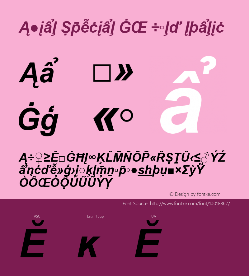 Arial Special G2 Bold Italic Version 1.03图片样张