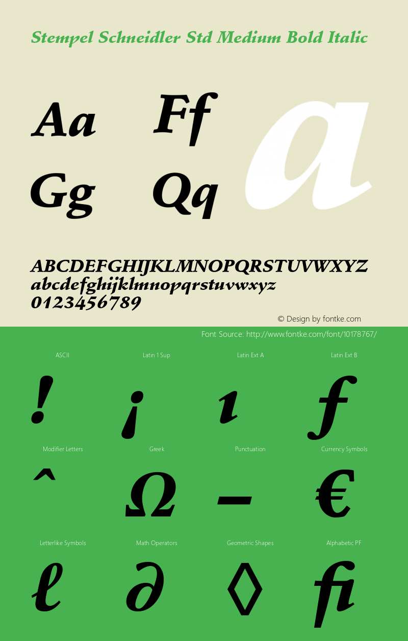Stempel Schneidler Std Medium Bold Italic OTF 1.029;PS 001.003;Core 1.0.33;makeotf.lib1.4.1585图片样张