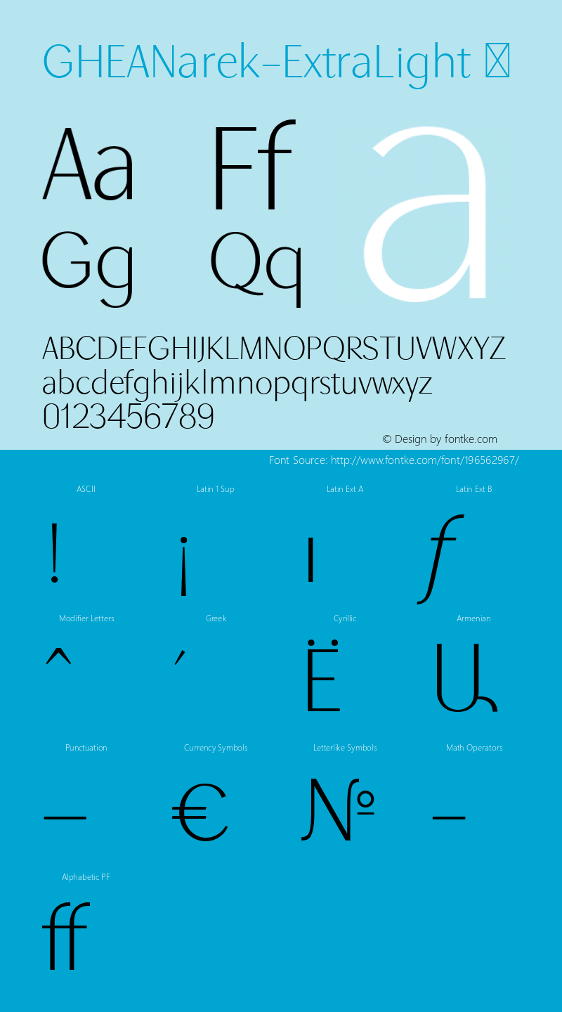 ☞GHEANarek-ExtraLight Version 1.000;com.myfonts.easy.armtype.ghea-narek.extra-light.wfkit2.version.3Gak图片样张