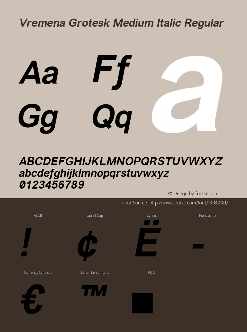 Vremena Grotesk Medium Italic Regular Version 001.001图片样张