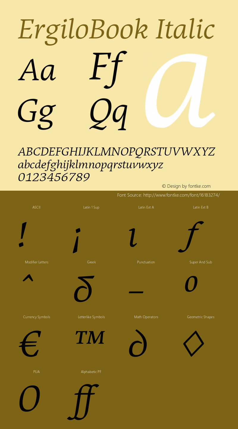 ErgiloBook Italic Version 001.001图片样张