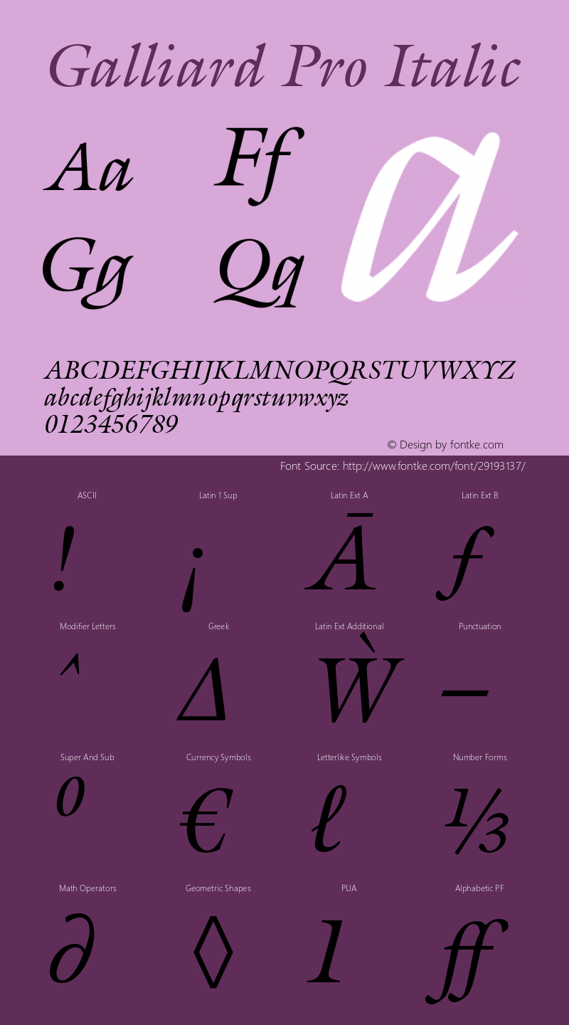 GalliardPro-Italic Version 2.02图片样张