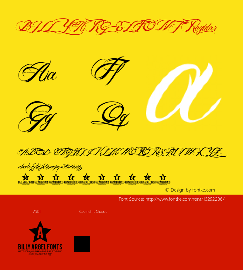 BILLY ARGEL FONT Regular Fontographer 4.7 5/2/10 FG4M­0000002045图片样张