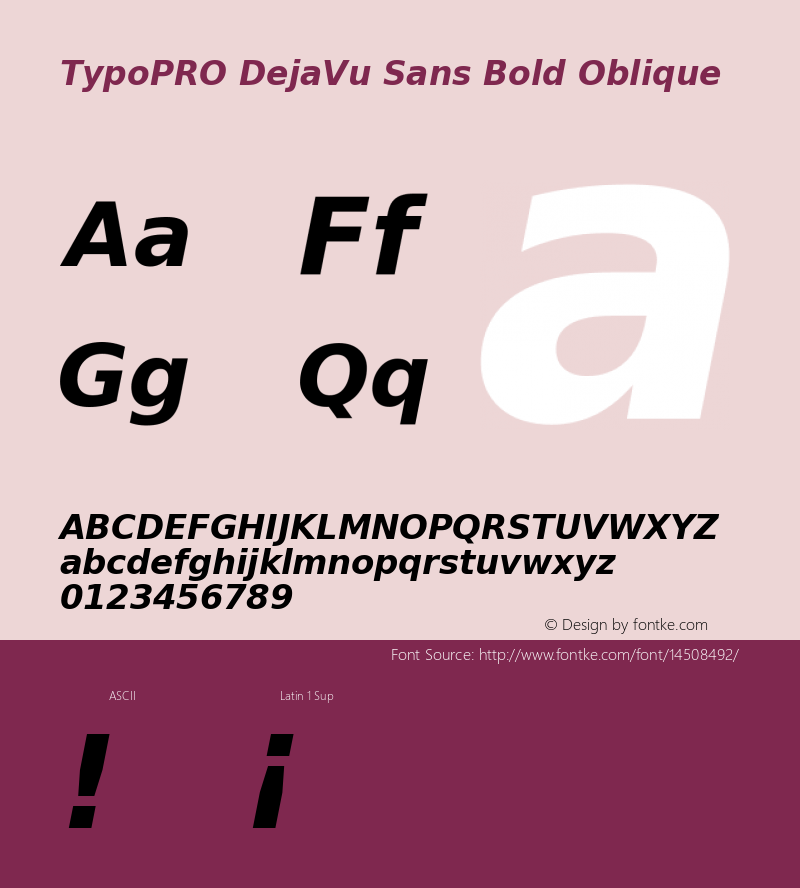 TypoPRO DejaVu Sans Bold Oblique Version 2.34图片样张