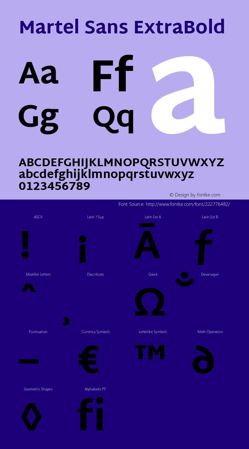 Martel Sans ExtraBold Version 1.002; ttfautohint (v1.1) -l 5 -r 5 -G 72 -x 0 -D latn -f none -w gGD -W -c图片样张