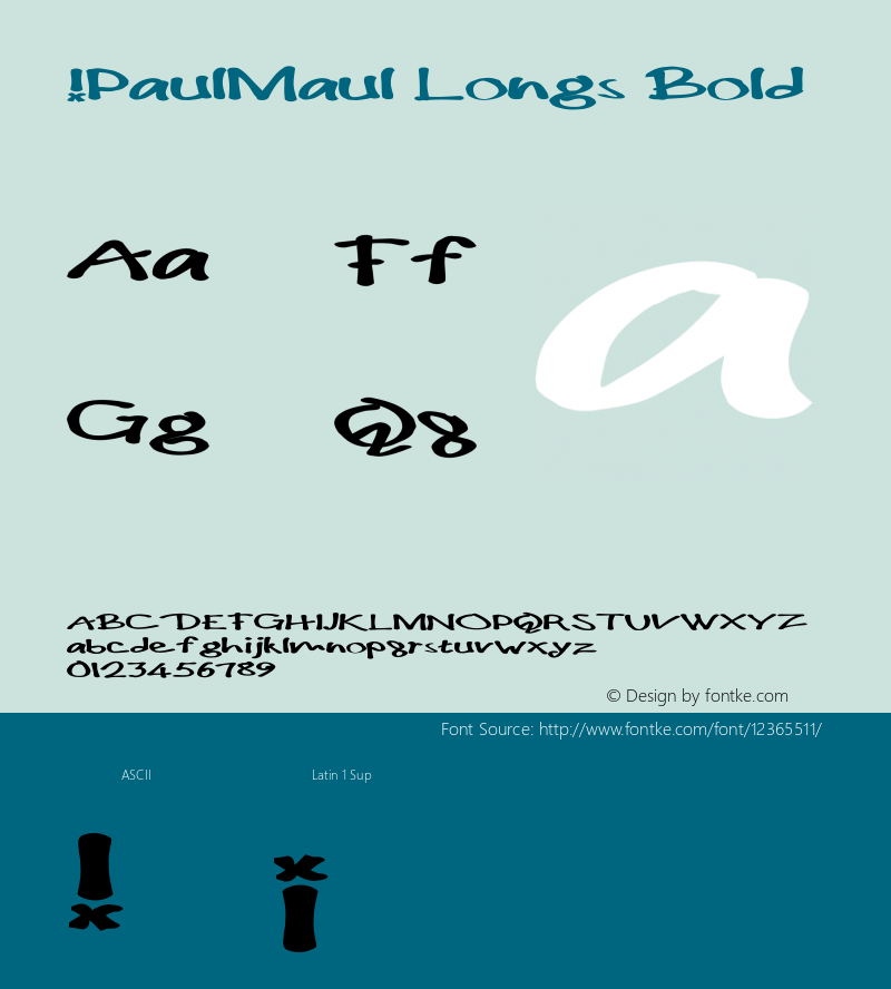 !PaulMaul Longs Bold Version 1.00 December 4, 2006, initial release图片样张