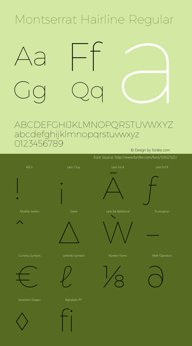 Montserrat Hairline Regular Version 1.000;PS 002.000;hotconv 1.0.70;makeotf.lib2.5.58329 DEVELOPMENT图片样张