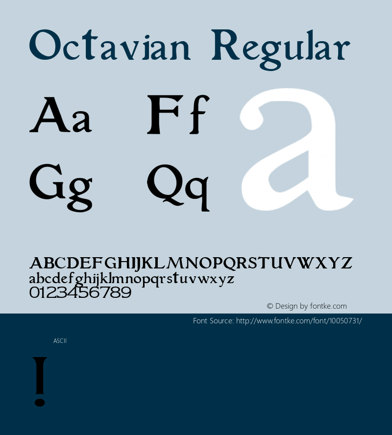 Octavian Regular Altsys Fontographer 4.0.3 07.06.1994图片样张