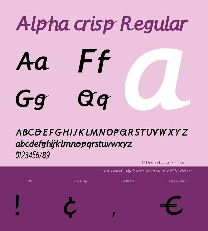 Alpha crisp Regular Unknown图片样张