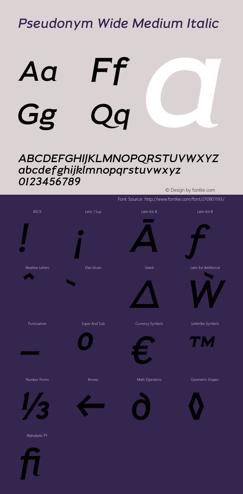 Pseudonym-WideMediumItalic Version 1.000;PS 001.000;hotconv 1.0.88;makeotf.lib2.5.64775图片样张