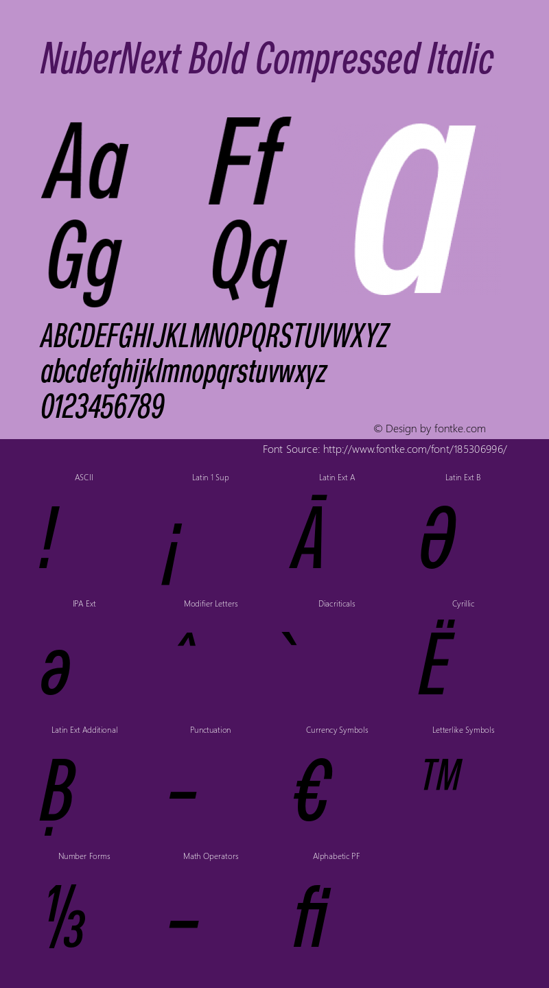 NuberNext Bold Compressed Italic Version 001.002 February 2020图片样张