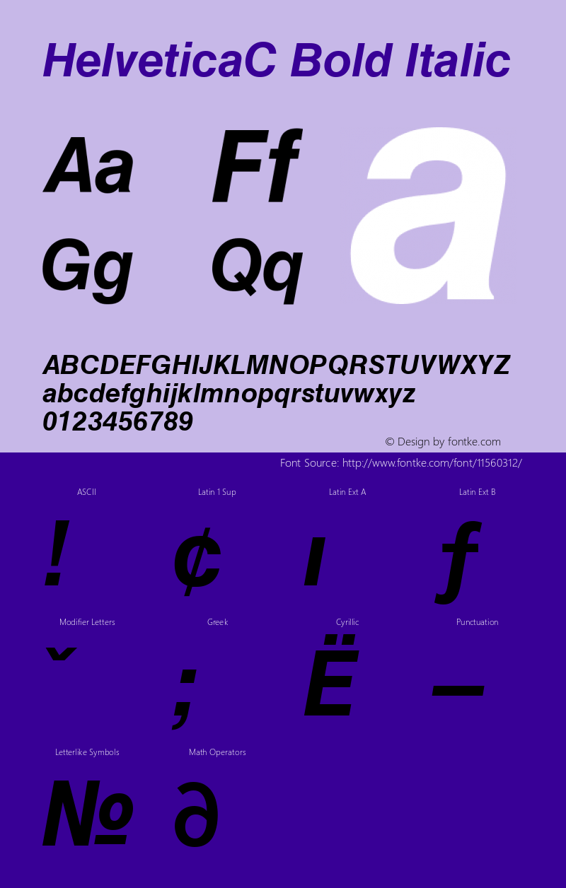 HelveticaC Bold Italic Version 001.000图片样张