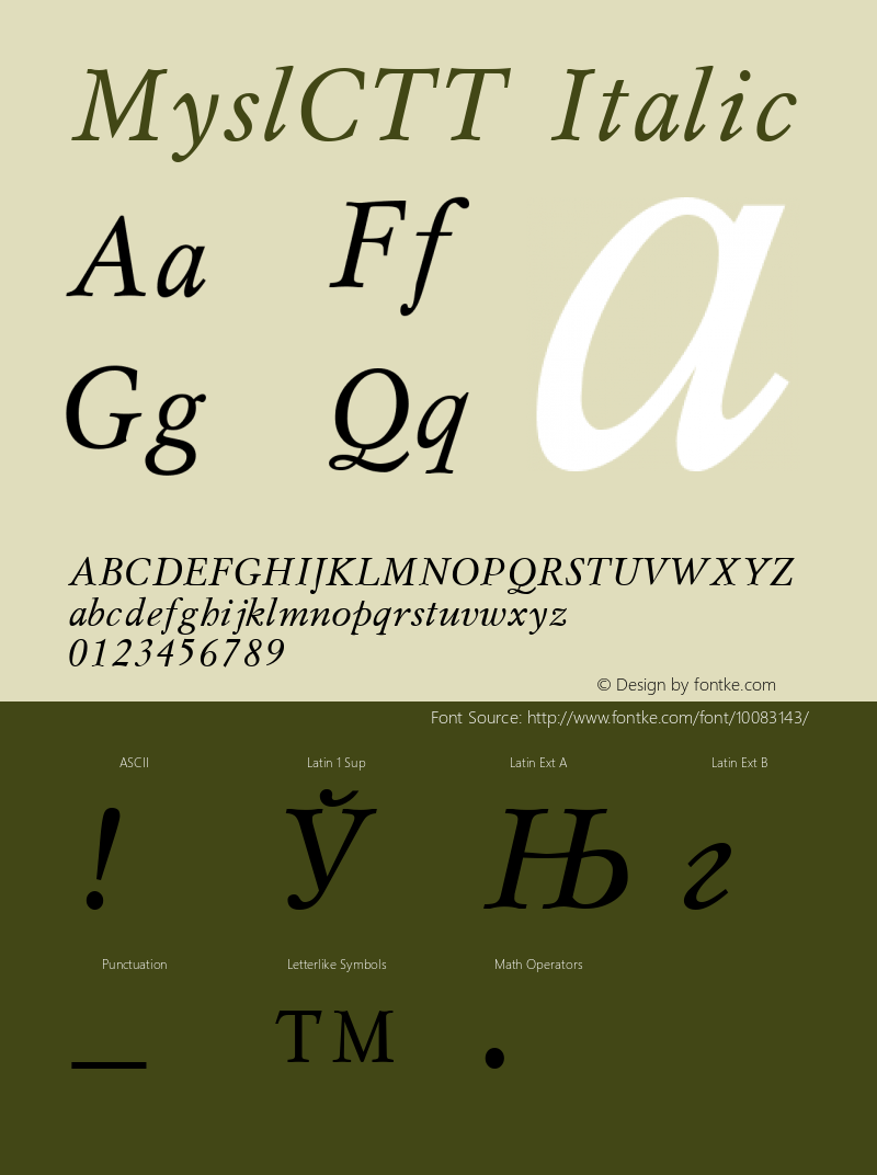 MyslCTT Italic 1.000.000图片样张