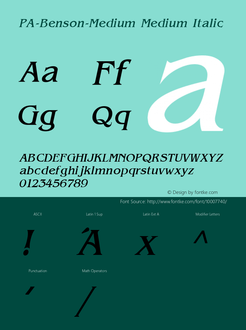 PA-Benson-Medium Medium Italic Version 1.0图片样张