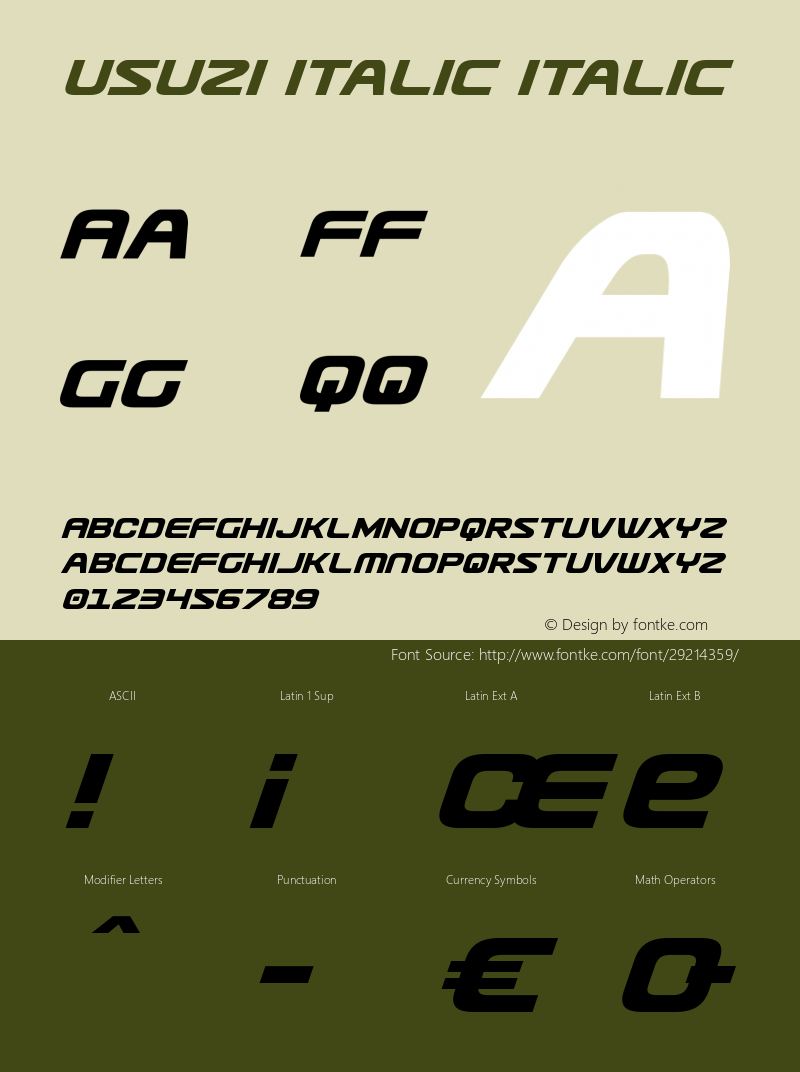 Usuzi Italic Version 3.1; 2019图片样张