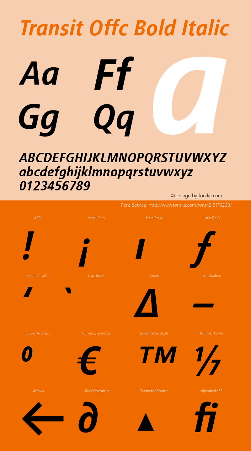 Transit Offc Bold Italic Version 7.504; 2012; Build 1026图片样张