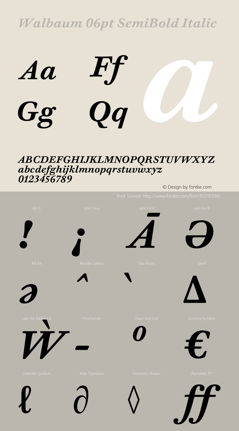 Walbaum06pt-SemiBoldItalic Version 1.01图片样张