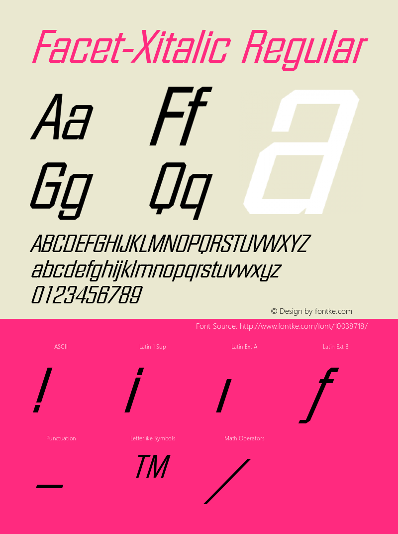 Facet-Xitalic Regular The IMSI MasterFonts Collection, tm 1995 IMSI图片样张