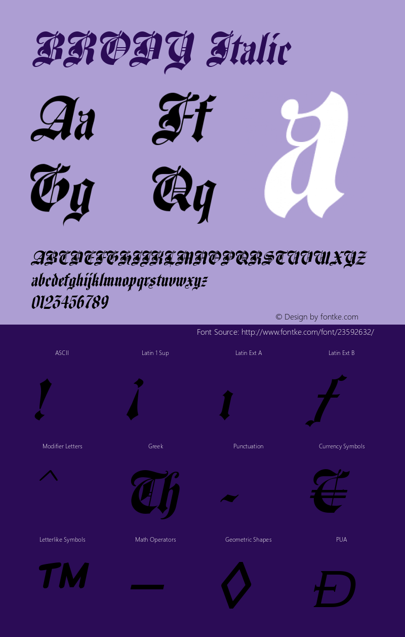 BRODY Italic Macromedia Fontographer 4.1.4 11/14/2002图片样张