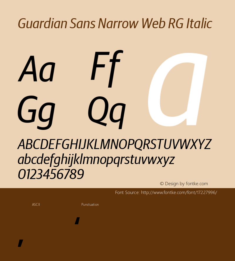 Guardian Sans Narrow Web RG Italic Version 1.1 2012图片样张