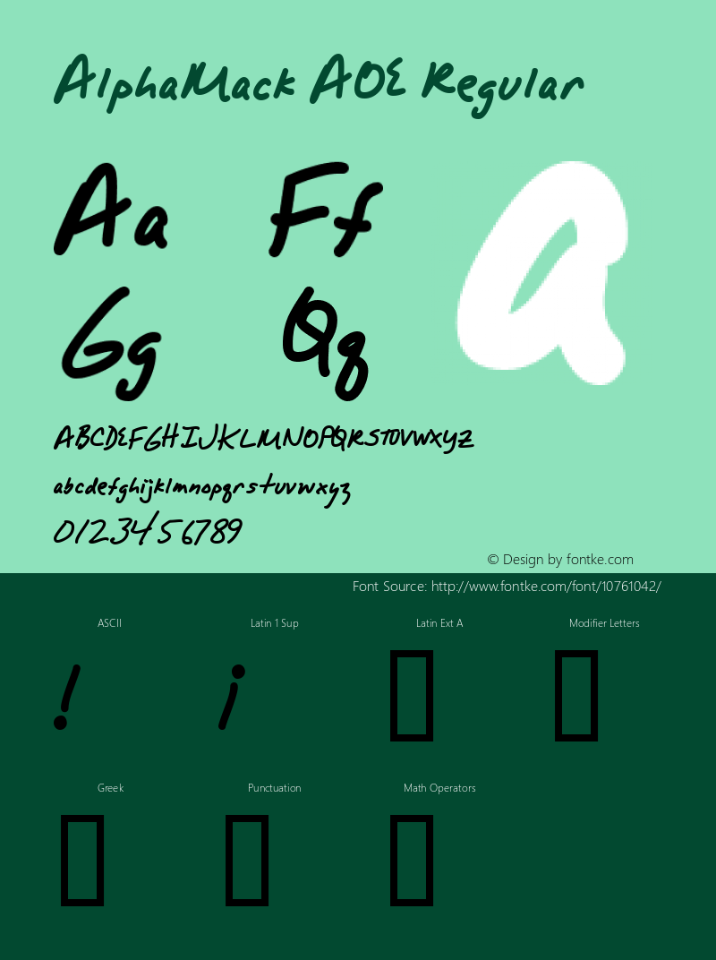 AlphaMack AOE Regular Macromedia Fontographer 4.1.2 12/7/98图片样张