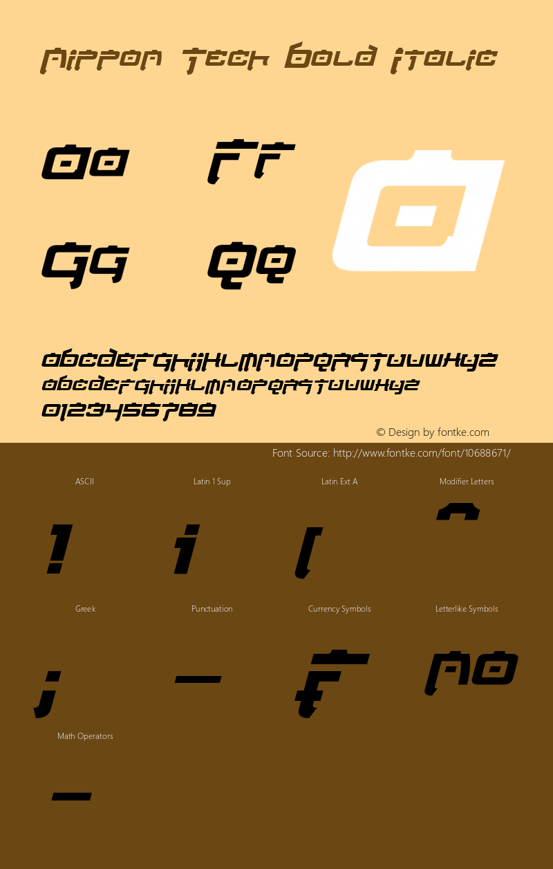 Nippon Tech Bold Italic Version 1.10 April 9, 2015图片样张
