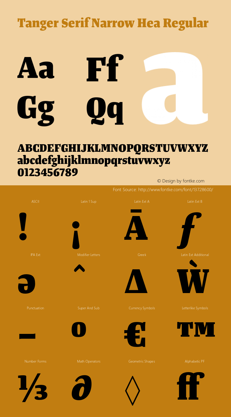 Tanger Serif Narrow Hea Regular Version 3.000图片样张