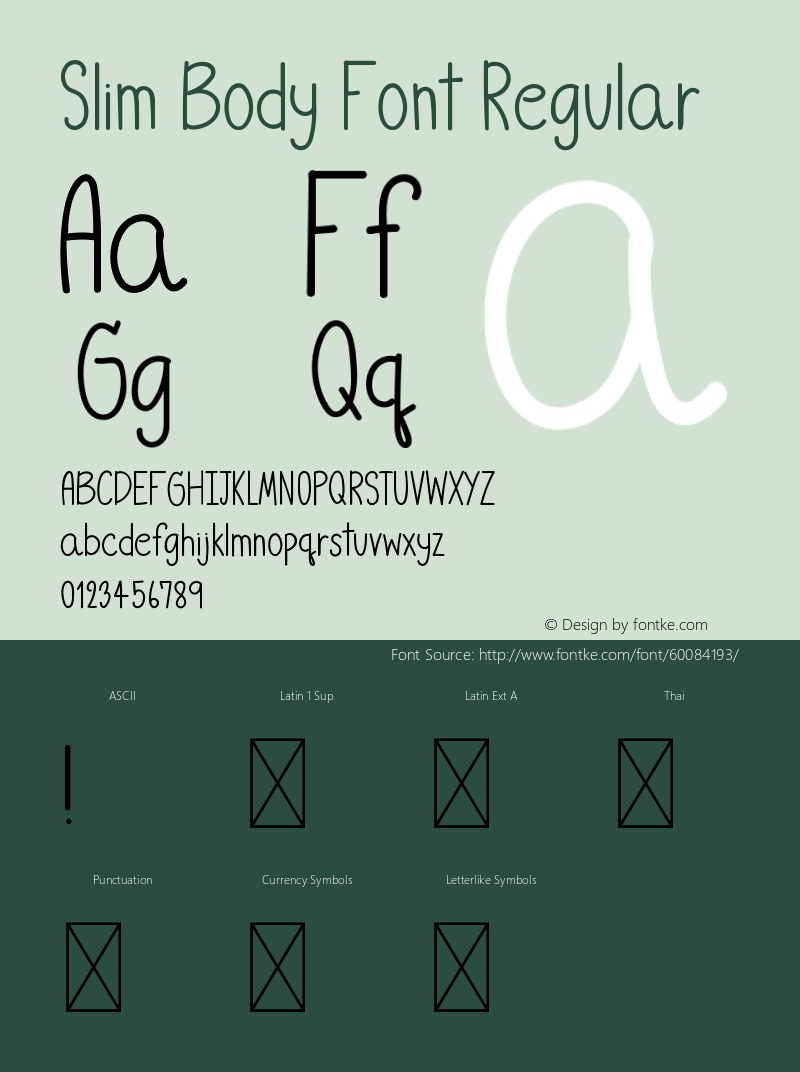 Slim Body Font Version 1.001;Fontself Maker 3.5.1图片样张