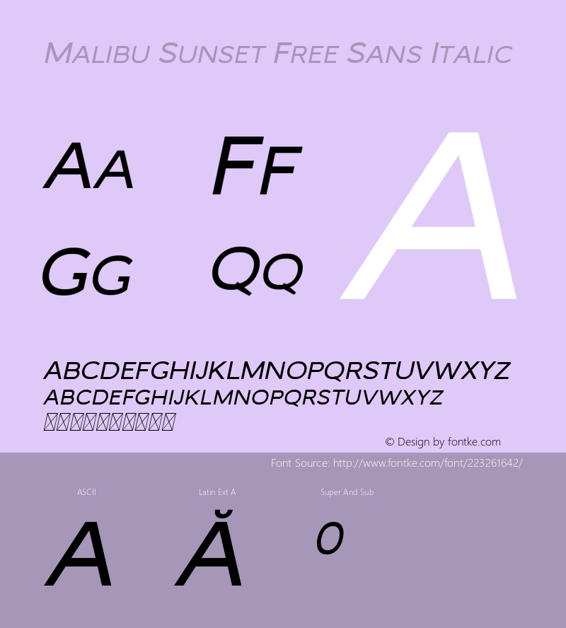Malibu Sunset Free Sans Italic Version 1.000图片样张